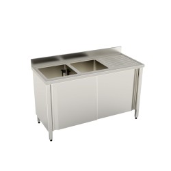 Lavelli armadiati scorrevoli 1400X600 2 vasche gocciolatoio destro