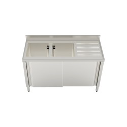 Lavelli armadiati scorrevoli 1400X600 2 vasche gocciolatoio destro