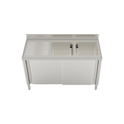 Lavelli armadiati scorrevoli 1600X700 2 vasche gocciolatoio destro