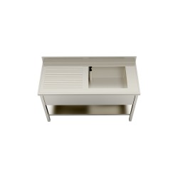 Lavelli a giorno 1000X600 su gambe con ripiano inferiore 1 vasca gocciolatoio sinistro