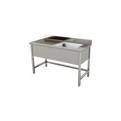 Lavello a giorno smontabile 1200X700 su gambe 1 vasca gocciolatoio sinistro