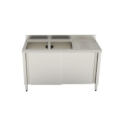 Lavelli armadiati scorrevoli 1400X600 2 vasche gocciolatoio destro