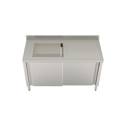 Lavelli armadiati scorrevoli 1400X600 1 vasca gocciolatoio destro