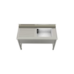 Sink per day 1200X700 on legs with lower shelf 1 tub right hand drainer